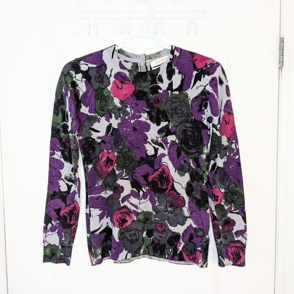 Ellen Tracy Merino wool pure floral sweater Medium - Picture 10 of 10